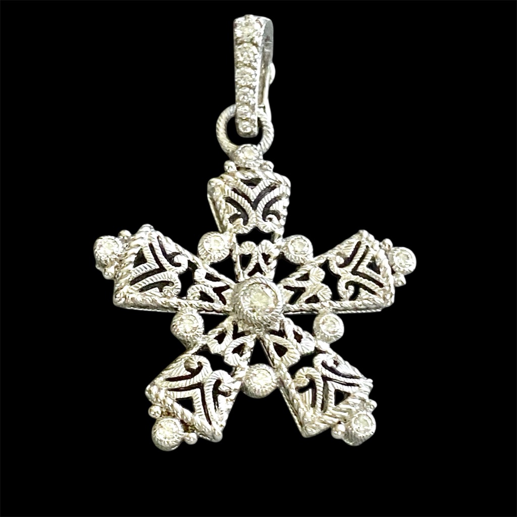 Elegant Judith Ripka Silver Snowflake Pendant